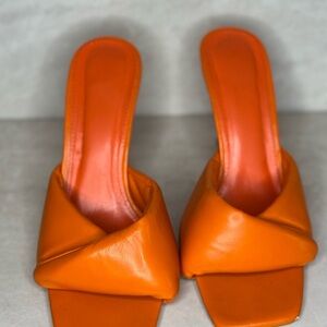 Women’s Orange Slide Sandals - Stylish Slip-On Heels